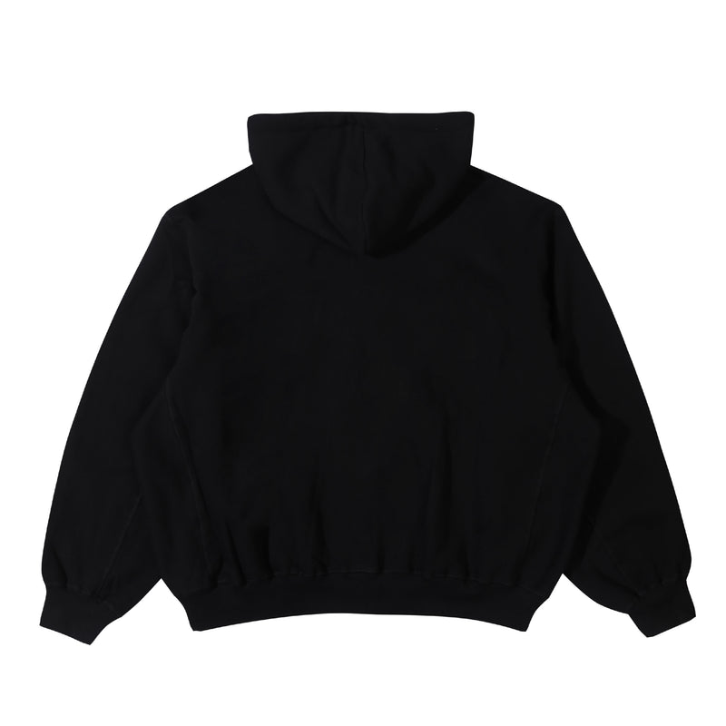 Round Logo Zip Hoodie - Black
