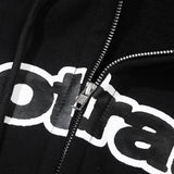 Round Logo Zip Hoodie - Black