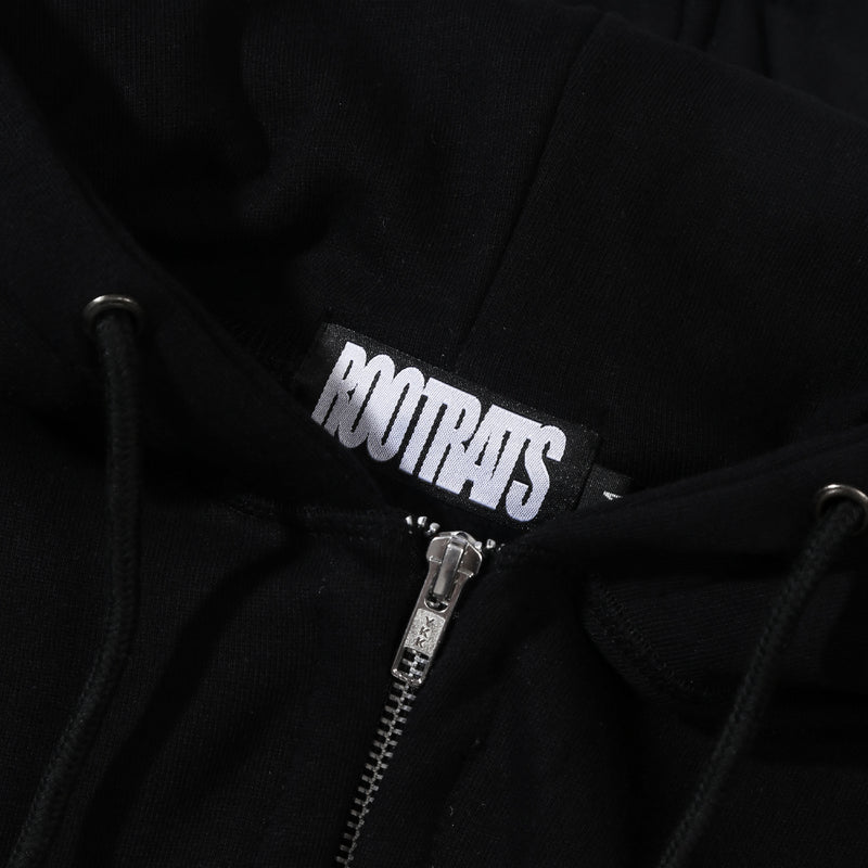 Round Logo Zip Hoodie - Black