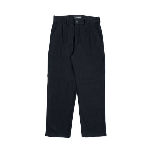 Double Pleated Twill Pants - Black