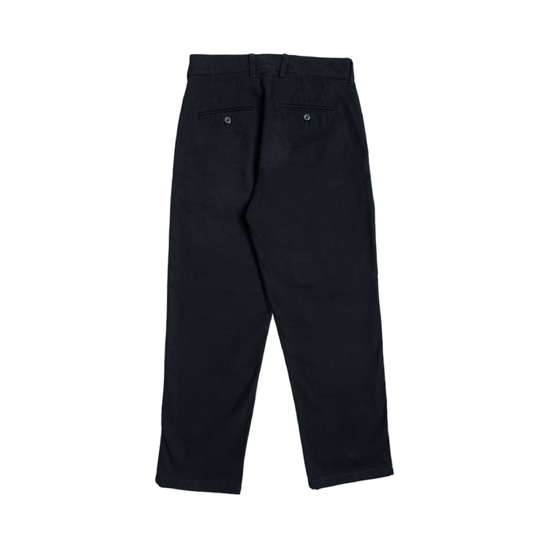 Double Pleated Twill Pants - Black