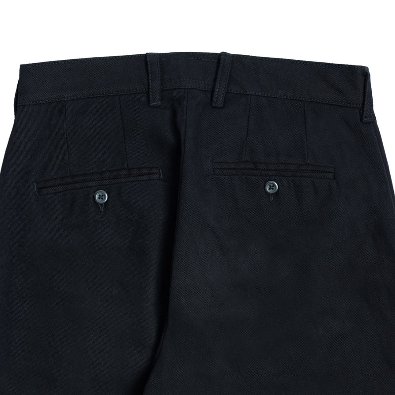 Double Pleated Twill Pants - Black