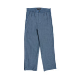 Herringbone Double Pleated Pants - Blue Denim