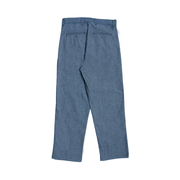 Herringbone Double Pleated Pants - Blue Denim
