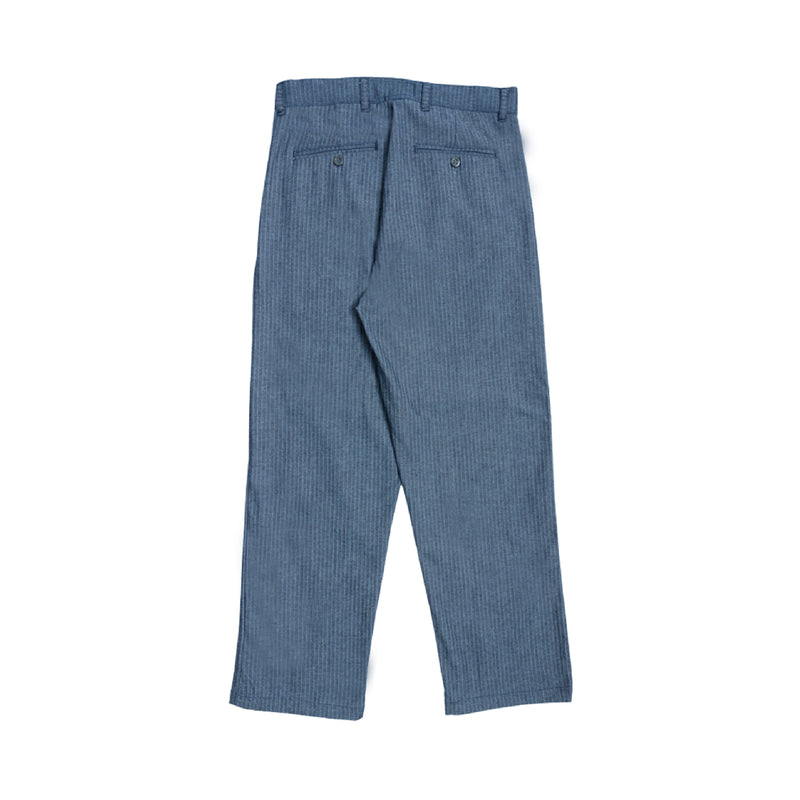Herringbone Double Pleated Pants - Blue Denim