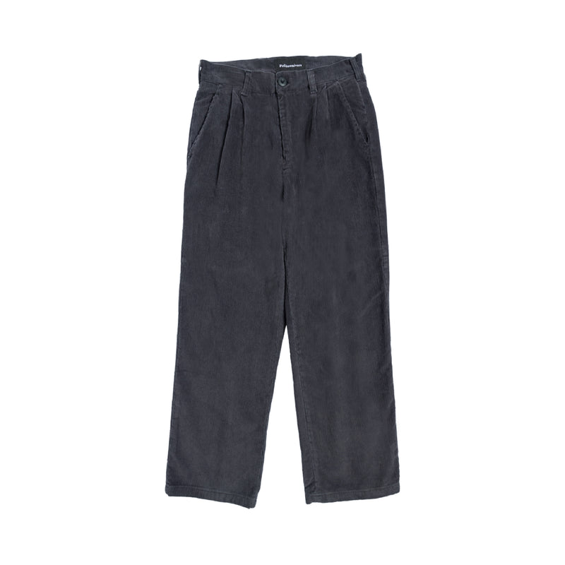 Double Pleated Corduroy Pants - Washed Black