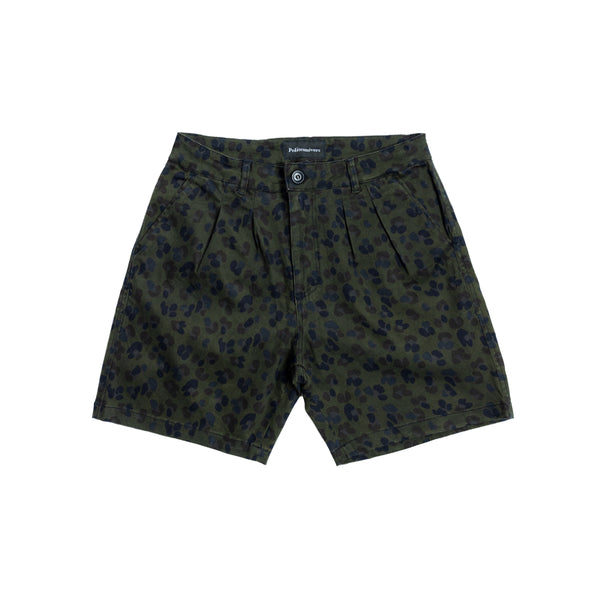Double Pleated Short - Dark Leopard