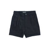 Double Pleated Twill Short - Black