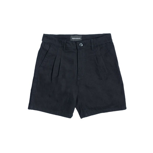 Double Pleated Twill Short - Black