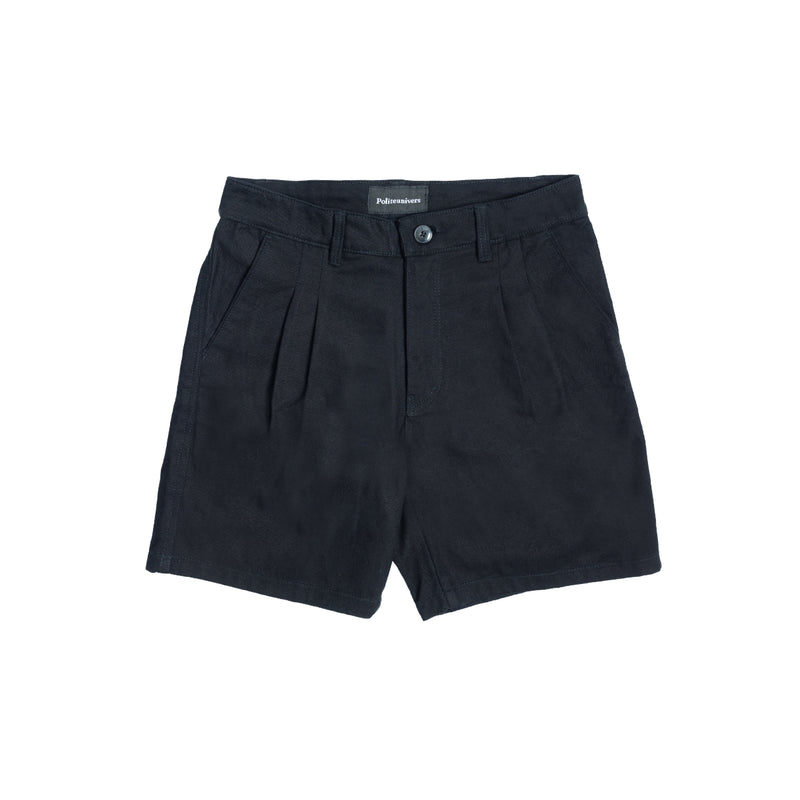Double Pleated Twill Short - Black