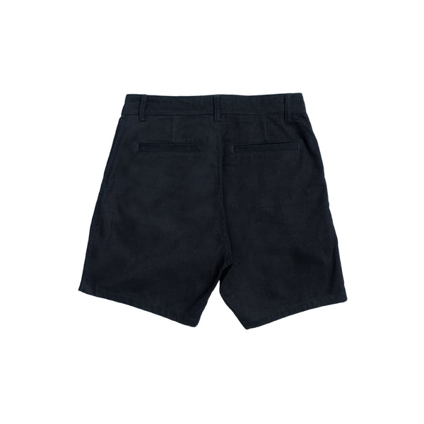 Double Pleated Twill Short - Black