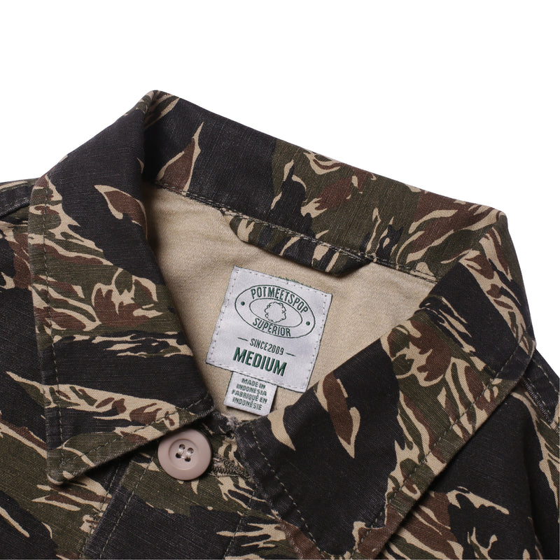 Pure Herbs Vietnam Fatigue Overshirt - Tiger Stripe Green