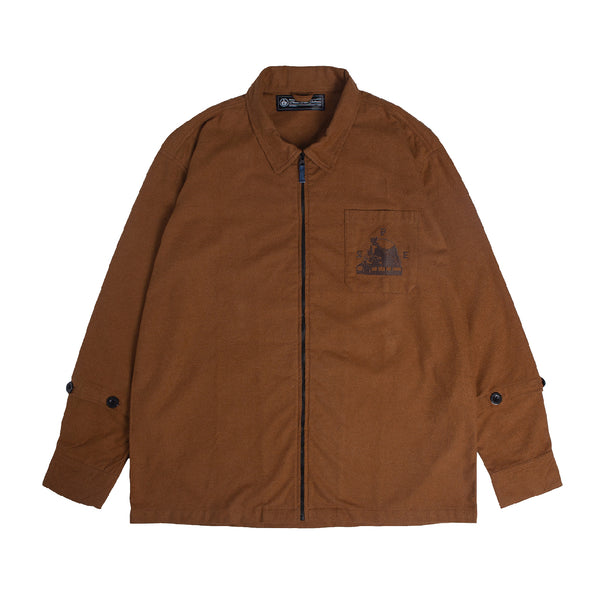 Sigma Zip Flannel Shirt - Brown