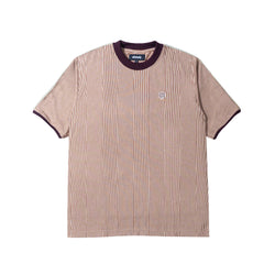 Pinstripe Crochet Trimmed - Brown