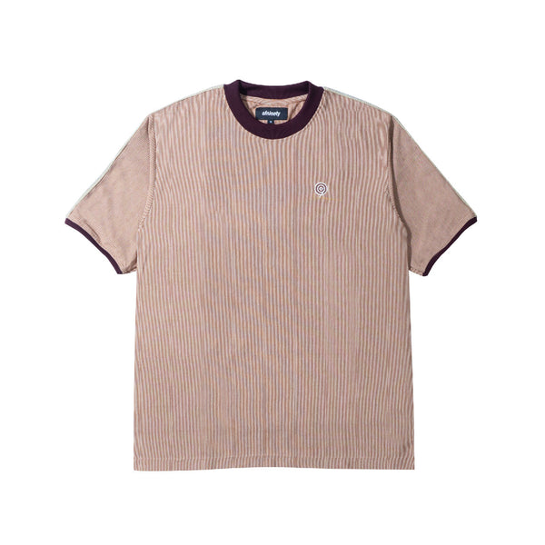 Pinstripe Crochet Trimmed - Brown