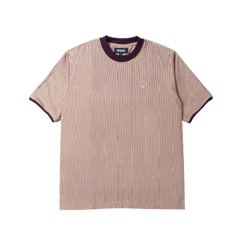 Pinstripe Crochet Trimmed - Brown