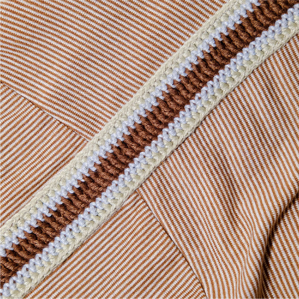 Pinstripe Crochet Trimmed - Brown