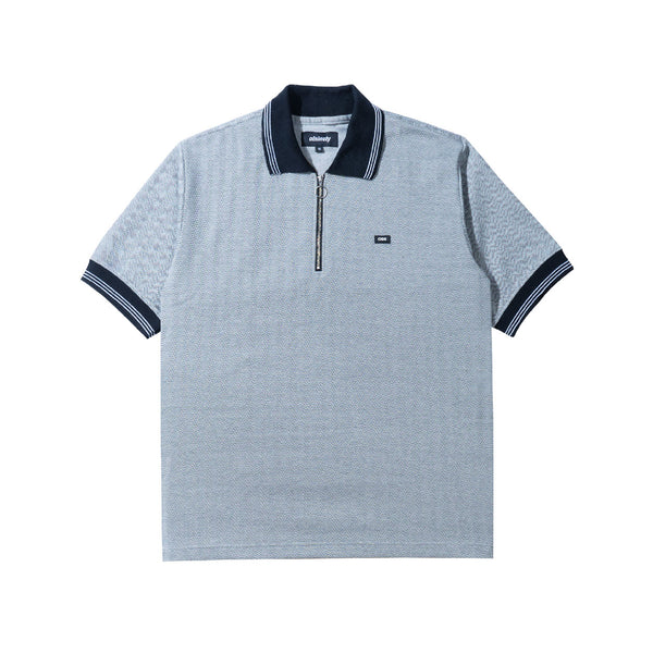 Herringbone Zip Polo - Grey