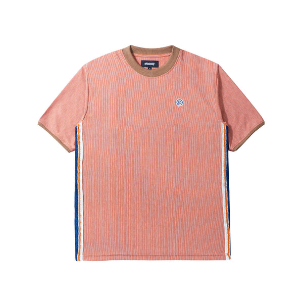 Pinstripe Crochet Trimmed - Orange
