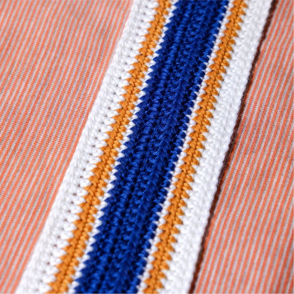 Pinstripe Crochet Trimmed - Orange