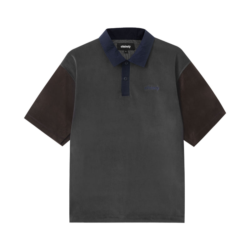 Velour Polo Shirt - Light Grey