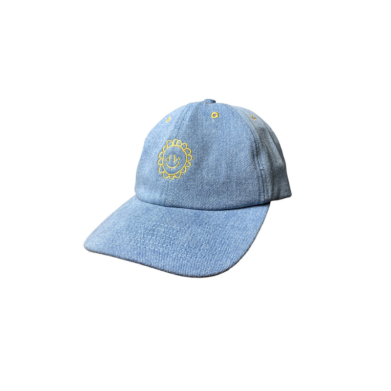 Sunny Face Gold Cap - Light Blue