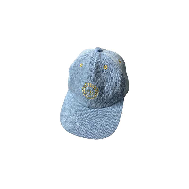 Sunny Face Gold Cap - Light Blue