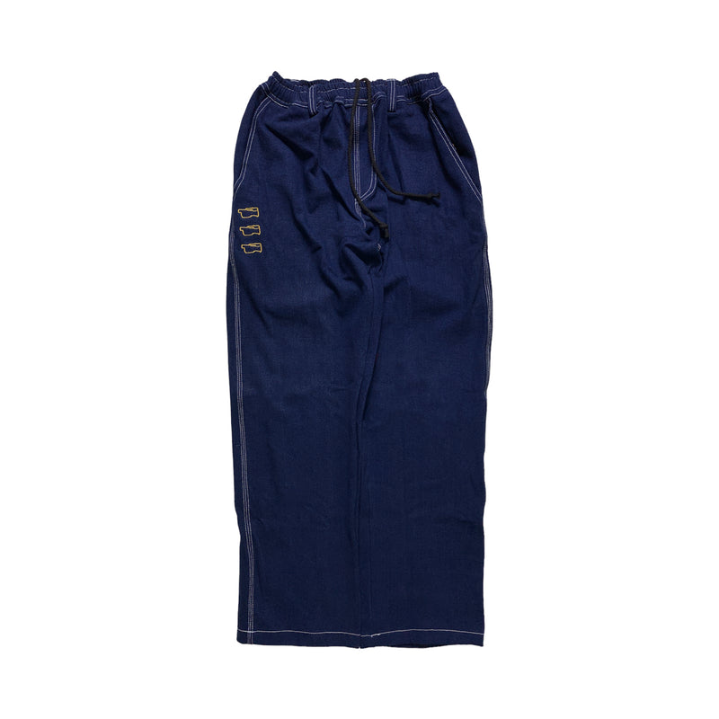 Denim White Stich Straight Cut 3Vx Outline Gold - Navy