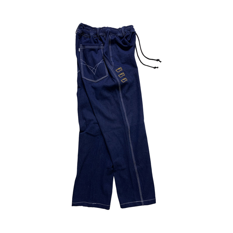 Denim White Stich Straight Cut 3Vx Outline Gold - Navy