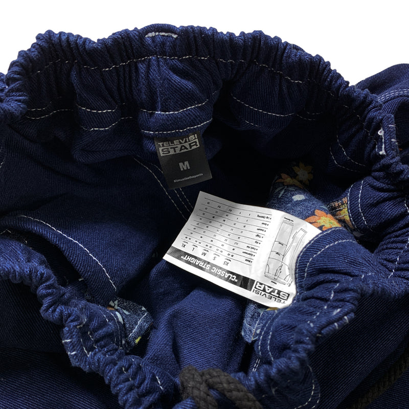Denim White Stich Straight Cut 3Vx Outline Gold - Navy