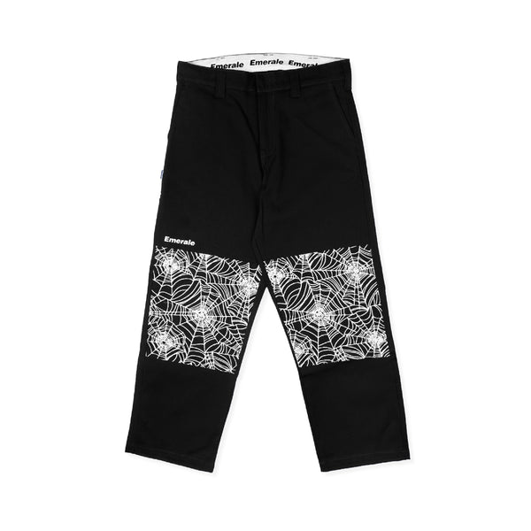 Spider Web Double Knee Pants - Black