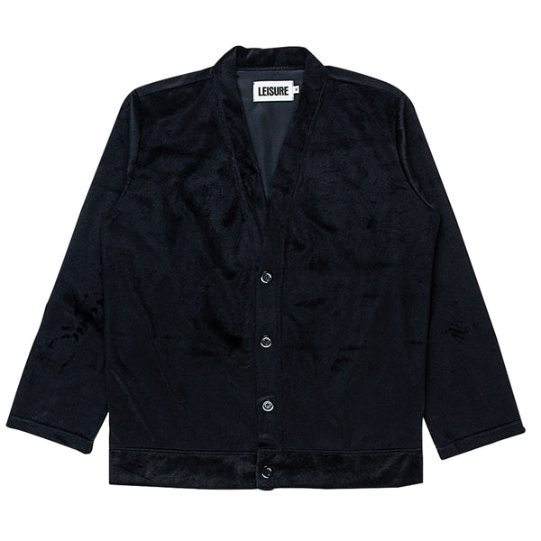 Velour Cardigan - Black